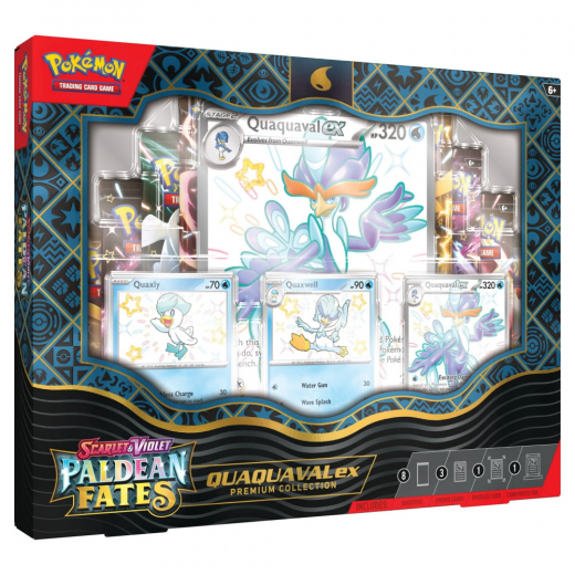 Pokémon TCG: Paldean Fates Premium Collection - Quaquaval ex i gruppen SÄLLSKAPSSPEL / Pokémon hos Spelexperten (POK85961-QUA)