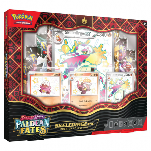 Pokémon TCG: Paldean Fates Premium Collection - Skeledirge ex i gruppen SÄLLSKAPSSPEL / Pokémon hos Spelexperten (POK85961-SKE)