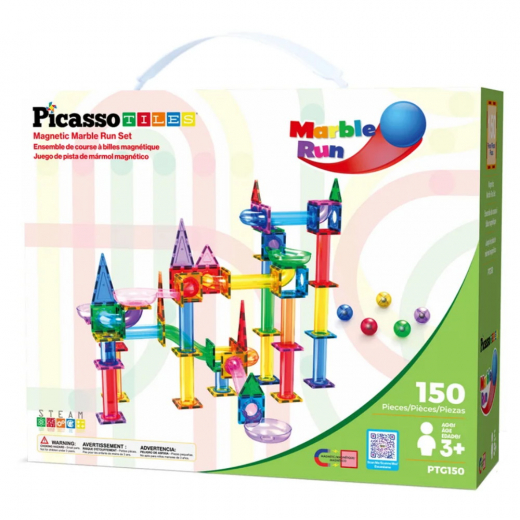 PicassoTiles Magnetic Marble Run Set 150 Bitar i gruppen LEKSAKER / Byggklossar / PicassoTiles hos Spelexperten (PTG150)