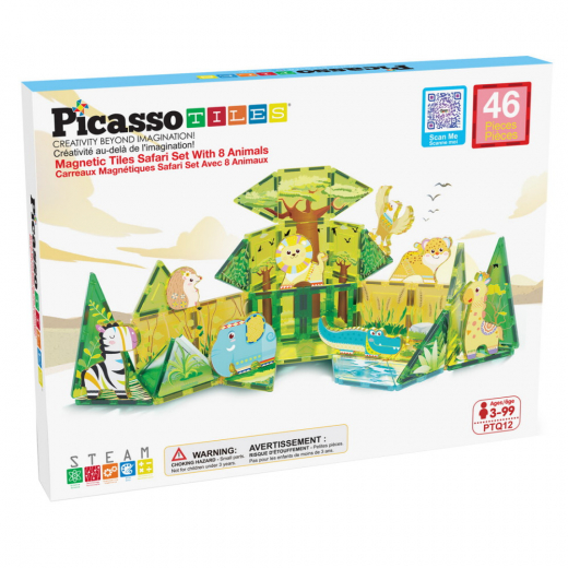 PicassoTiles Magnetisk Byggsats Safari 46 Delar i gruppen LEKSAKER / Byggklossar hos Spelexperten (PTQ12)