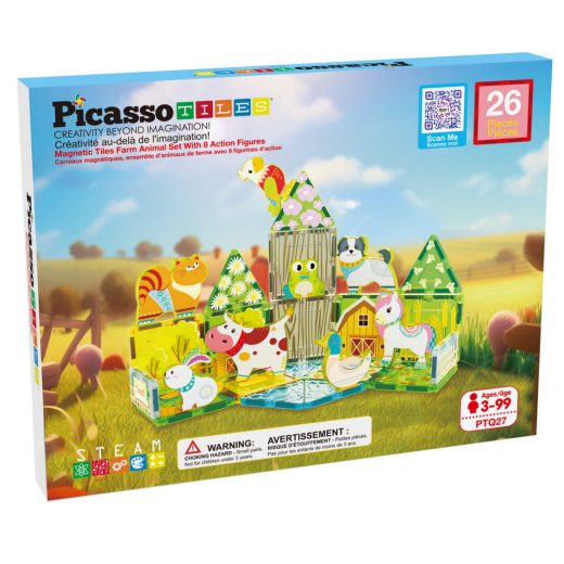 PicassoTiles Magnetisk Byggsats Bondgårds set med 8 djur 26 Delar i gruppen LEKSAKER / Byggklossar hos Spelexperten (PTQ27)