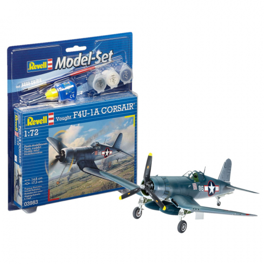 Revell Model Set - Vought F4U-1A Corsair 1:72 - 63 Bitar i gruppen PUSSEL / Modellbyggen / Revell / Fordon hos Spelexperten (R-03983)