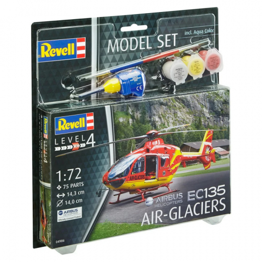 Revell Model Set - Airbus Helicopters EC135 Air-Glaciers 1:72 - 75 Bitar i gruppen PUSSEL / Modellbyggen / Revell / Stridsfordon hos Spelexperten (R-04986)
