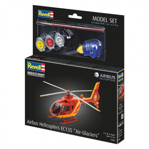 Revell Model Set - Airbus Helicopters EC135 Air-Glaciers 1:72 - 75 Bitar i gruppen PUSSEL / Modellbyggen / Revell / Stridsfordon hos Spelexperten (R-04986)