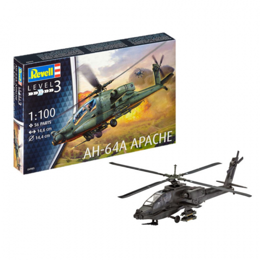 Revell - AH-64A Apache 1:100 - 56 Bitar i gruppen PUSSEL / Modellbyggen / Revell / Stridsfordon hos Spelexperten (R-4985)