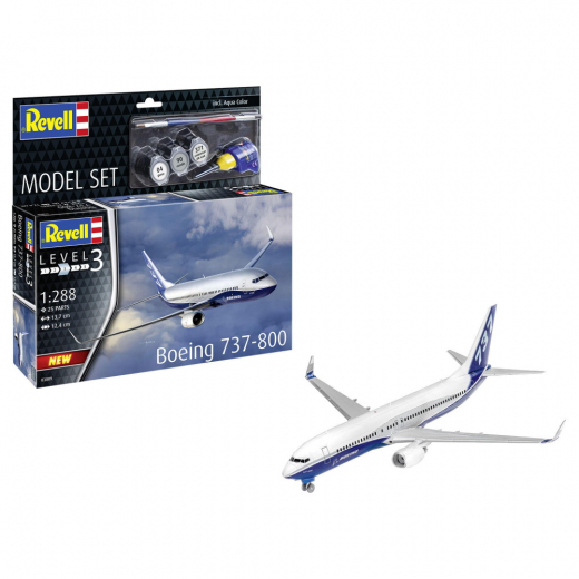 Revell - Model Set Boeing 737-800 1:288 i gruppen PUSSEL / Modellbyggen / Revell / Fordon hos Spelexperten (R-63809)