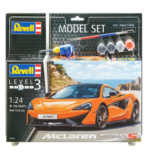 Revell Model Set - McLaren 570S 1:24 - 106 Bitar i gruppen PUSSEL / Modellbyggen / Revell / Fordon hos Spelexperten (R-7051kit)