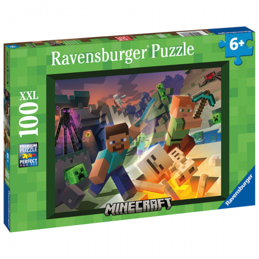 SKADAT Ravensburger Pussel: Monster Minecraft XXL 100 Bitar i gruppen Fyndhörna hos Spelexperten (REA-10113333)