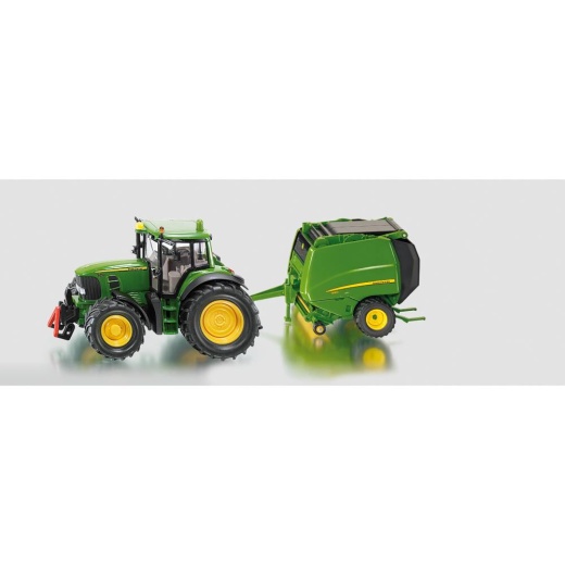 Siku Super - 1665 John Deere Traktor med Balpress i gruppen LEKSAKER / Leksaksfordon / Siku / Siku 1:87 hos Spelexperten (Siku111665)