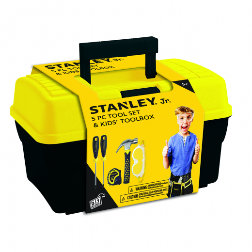 Stanley Jr DIY - Verktygslåda med 5 verktyg i gruppen LEKSAKER / Rollek / Leksaksverktyg hos Spelexperten (TBS001-05-SY)