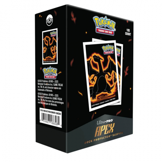 Pokémon TCG: Apex Deck Protector Sleeves - Neon Kanto Charizard i gruppen SÄLLSKAPSSPEL / Tillbehör / Sleeves hos Spelexperten (ULT16656)