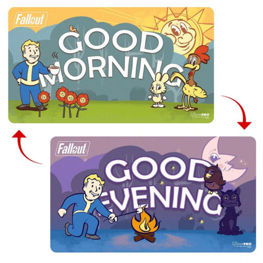 Fallout: Double-Sided Playmat - Vault Boy: Good Morning/Good Evening i gruppen SÄLLSKAPSSPEL / Tillbehör / Övriga hos Spelexperten (ULT16809)