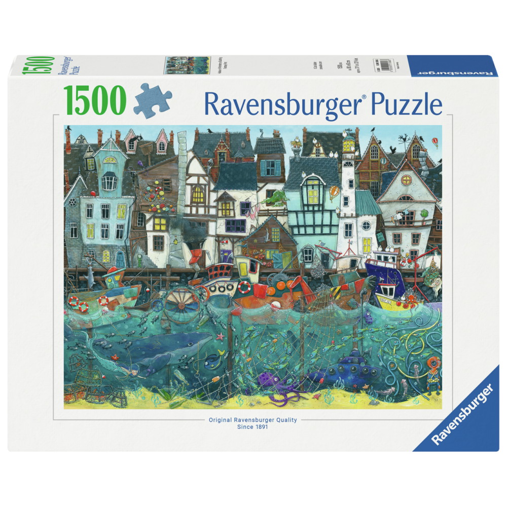 Ravensburger Pussel: A Bustling Fantasy Port 1500 Bitar