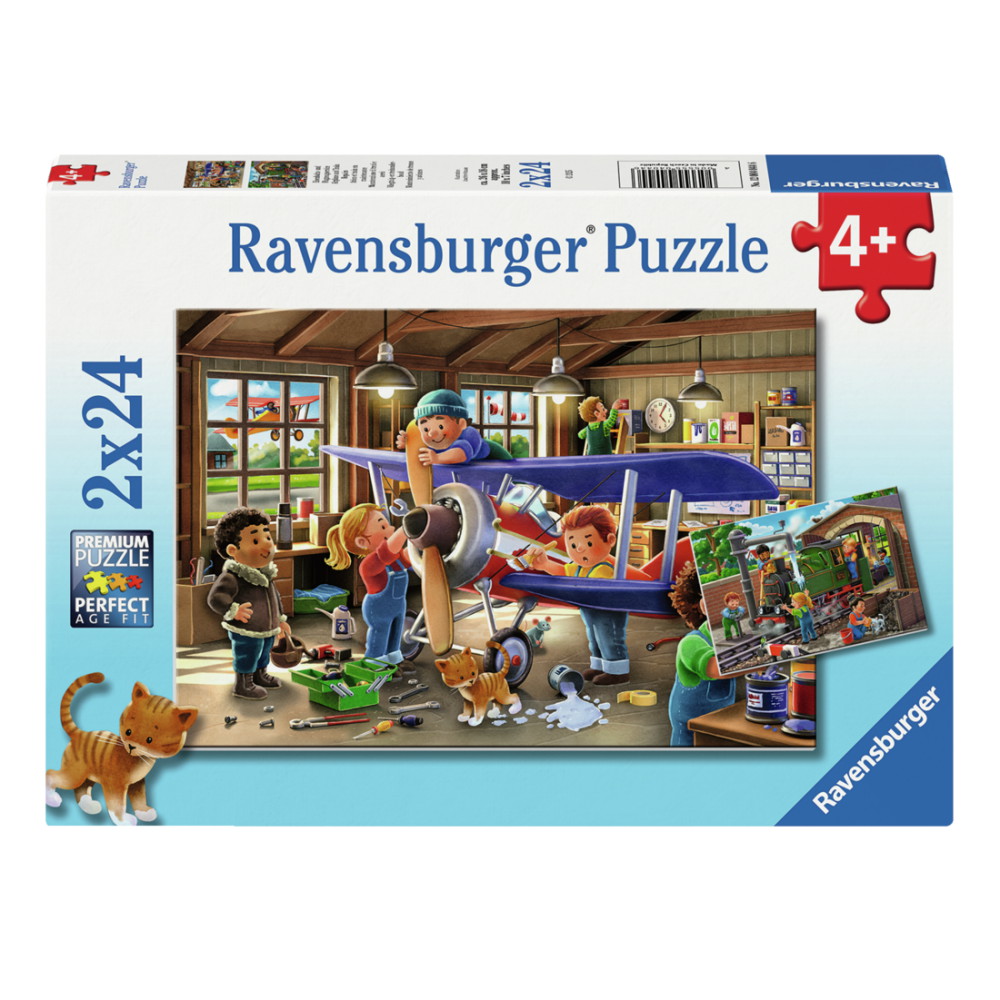 Ravensburger Pussel: Airplane & Train Repairs 2x24 Bitar