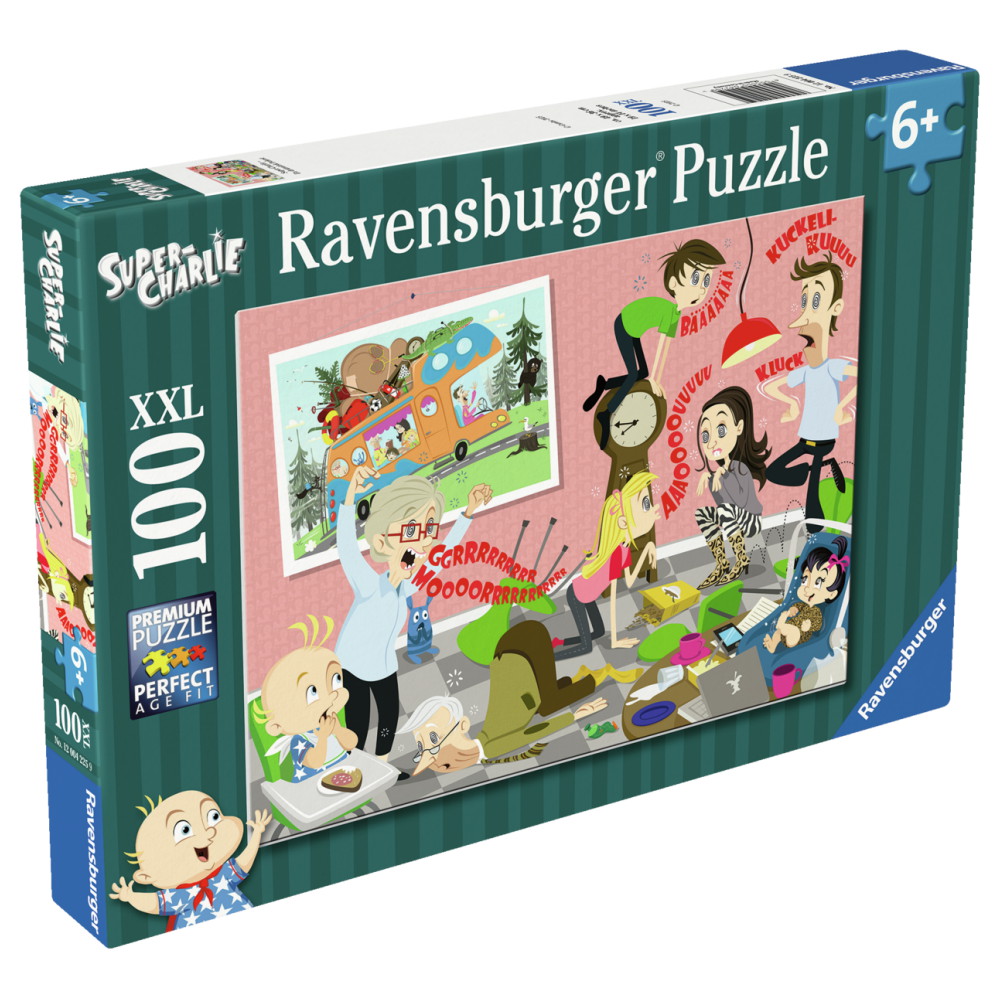 Ravensburger Pussel: Super-Charlie - En dramatisk frukost 100 XXL Bitar
