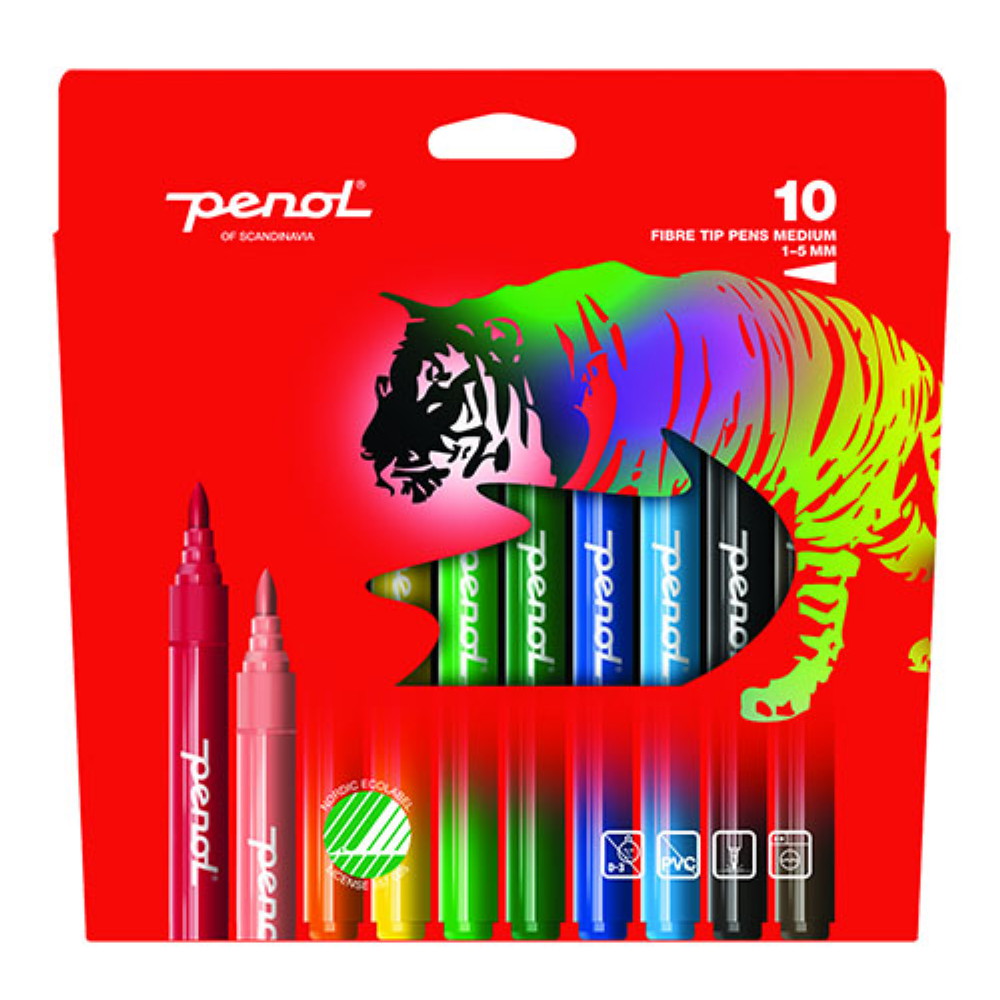 Penol Medium Fiberpennor 10-pack