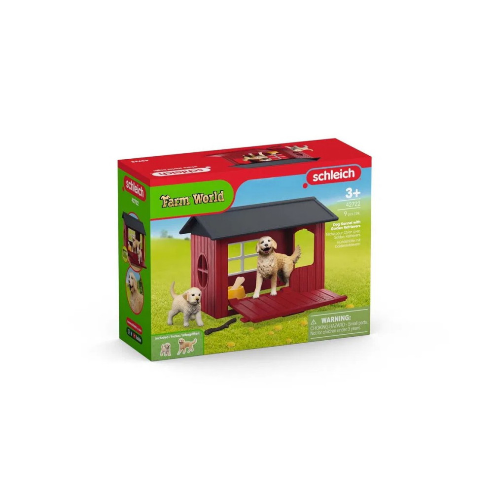 Schleich - Hundkoja med 2 Golden Retrievers