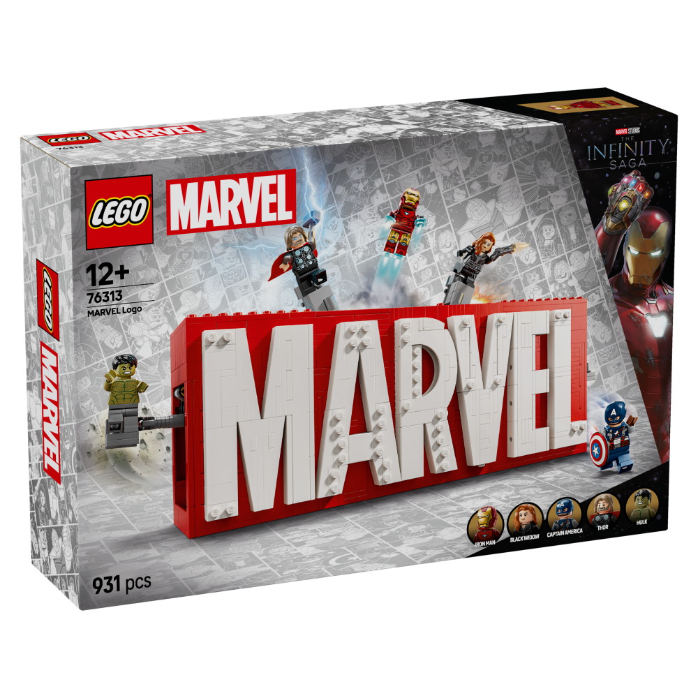 LEGO Marvel - MARVEL logotyp och minifigurer