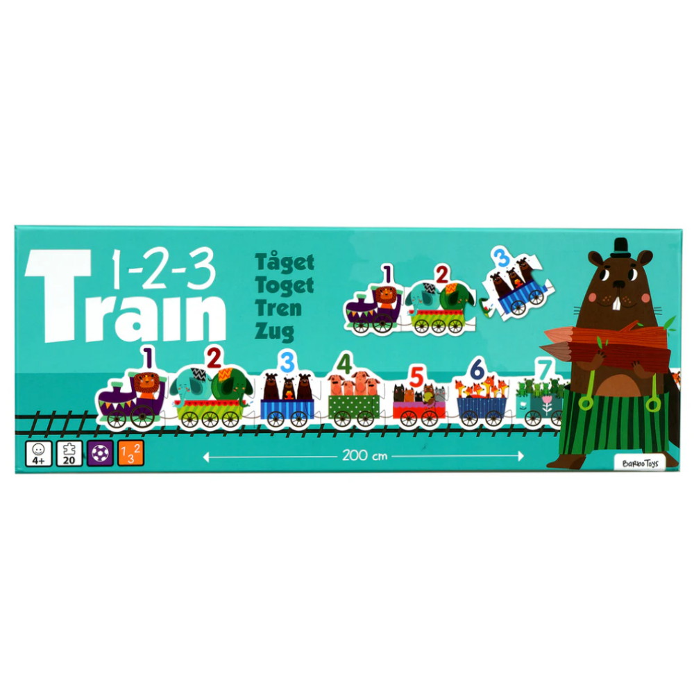 Pussel: Nummer Tåg Med Djur 20 Bitar