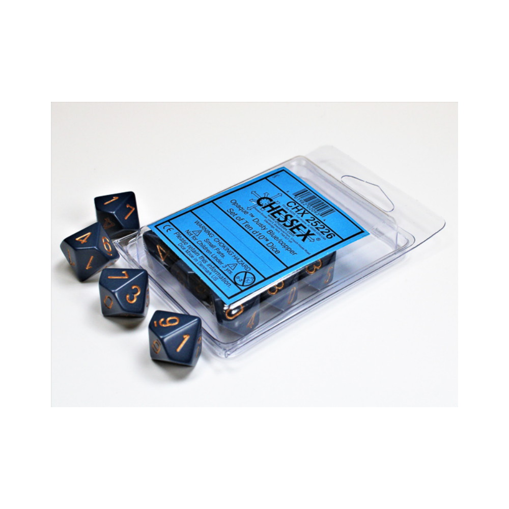 Dice Set D10 Opaque Dusty Blue/Copper
