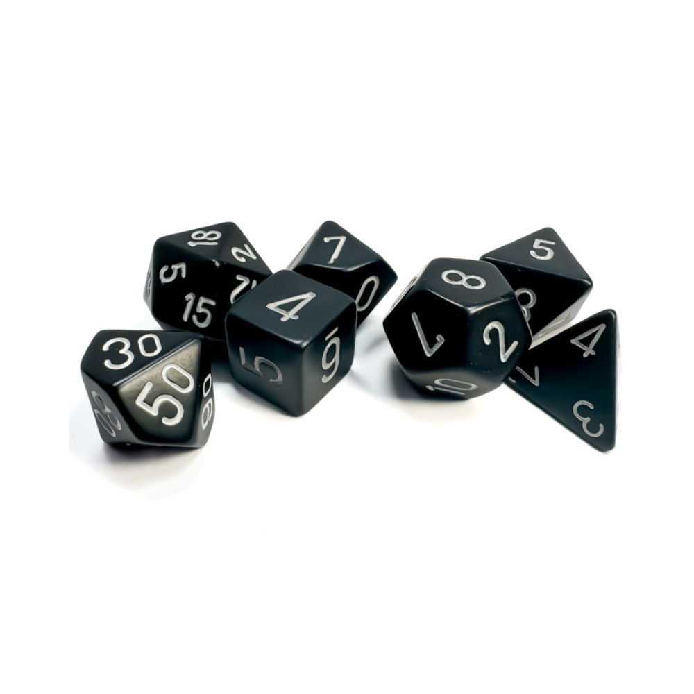 Dice Set 7 Opaque Black/White