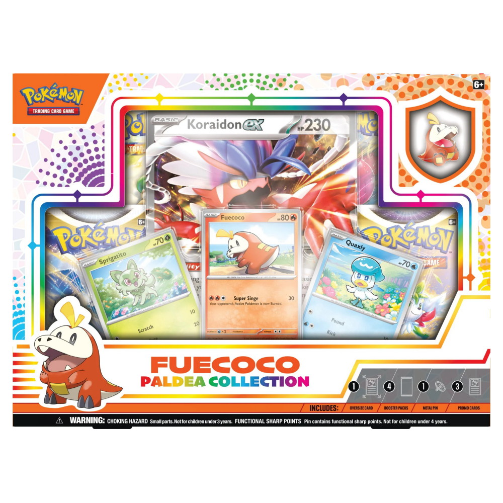 Pokemon, Paldea Collection - frisyr, chochodile eller Poussacha set, slumpmässig modell, samlarkortspel, från 6 år, 1 till 2 spelare