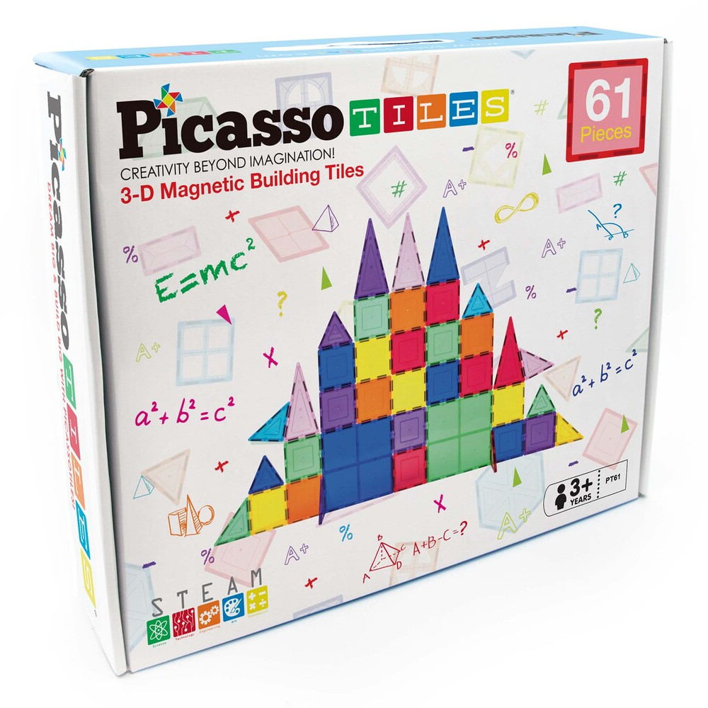 PicassoTiles 3-D Magnetiska Byggnadsplattor 61 Delar