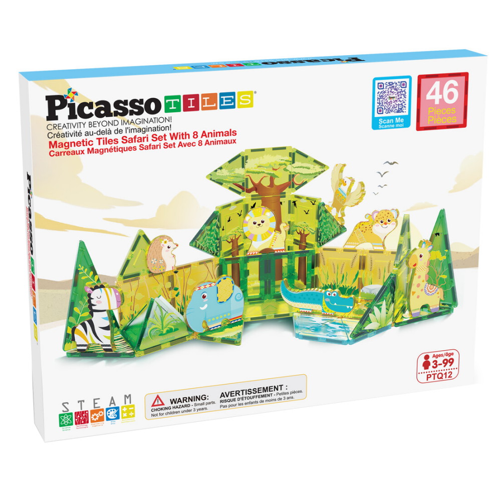 PicassoTiles Magnetisk Byggsats Safari 46 Delar