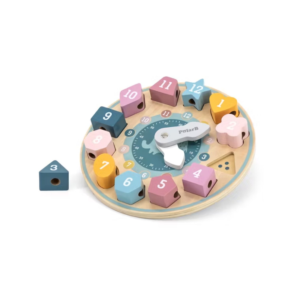Klocka I Trä - Avtagbara Klossar Med Siffror