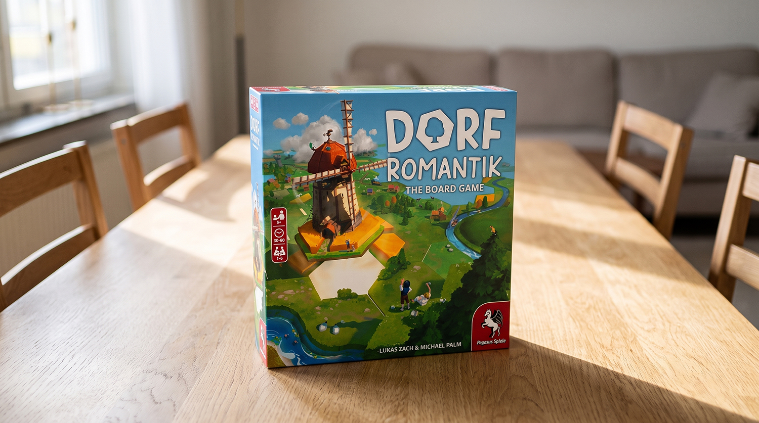 Dorfromantik på ett ekbord inför en gemensam spelkväll