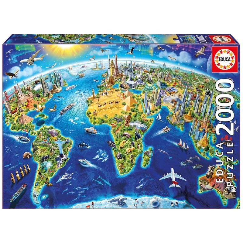 Educa pussel: World Landmarks Globe 2000 bitar