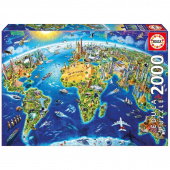 Educa pussel: World Landmarks Globe 2000 bitar