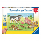 Ravensburger pussel: Happy Animal Famillies - 2x12 Bitar