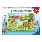 Ravensburger Pussel - At the stables 2x24 Bitar Ravensburger Pussel - At the stables 2x24 Bitar