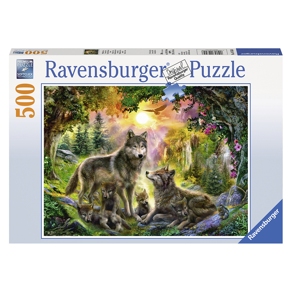 Ravensburger Pussel: Wolf family in the sunshine 500 Bitar