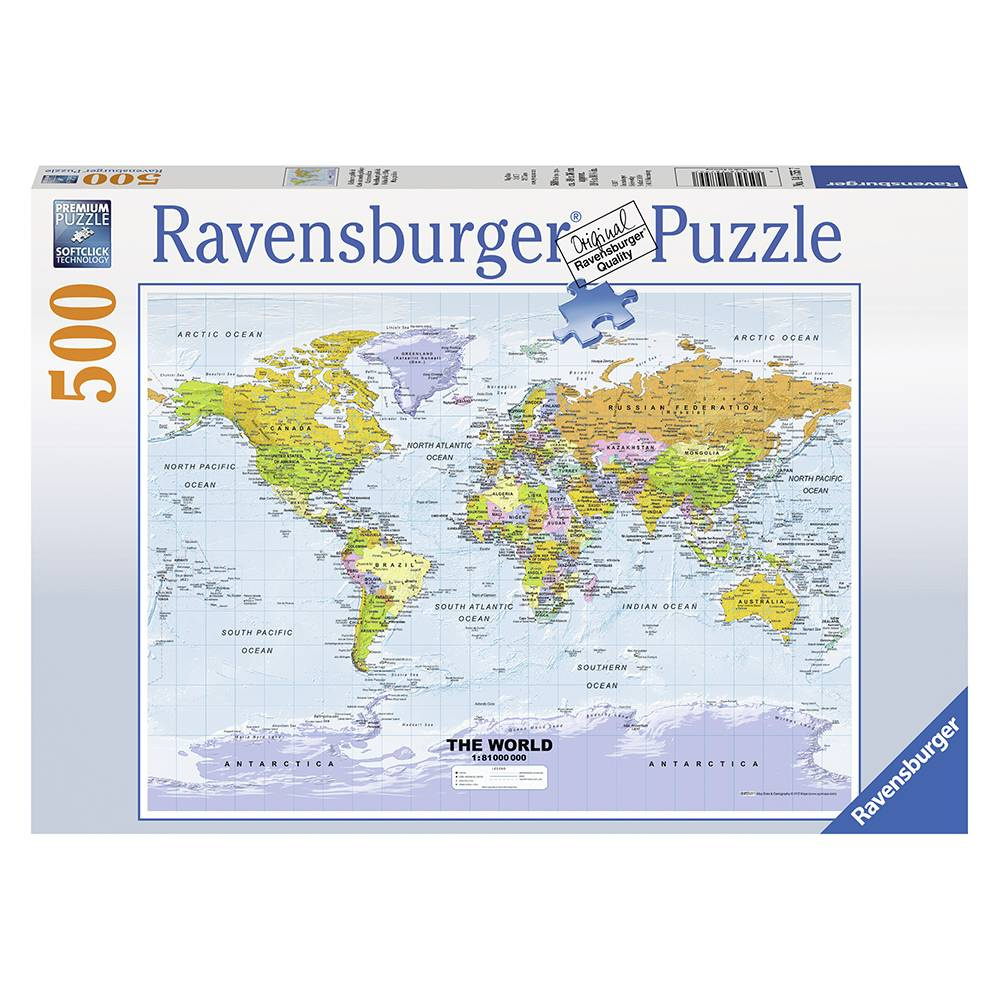 Ravensburger Pussel - Världskarta 500 bitar