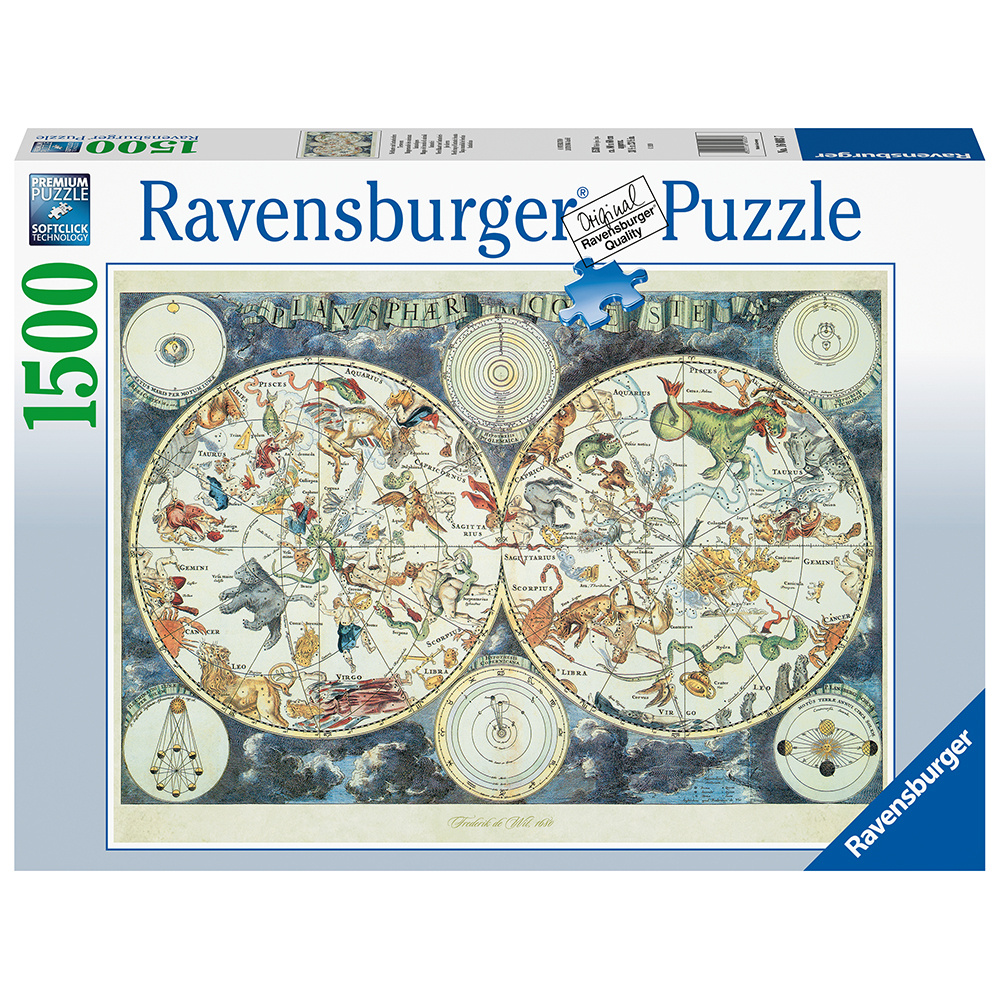 Ravensburger Pussel: World Map Of Fantastic Beasts  1500 Bitar