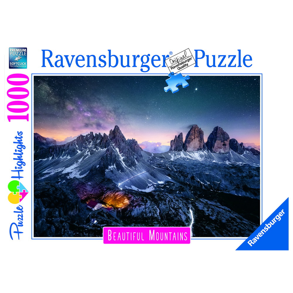 Ravensburger Pussel: Three Peaks, Dolomites 1000 Bitar