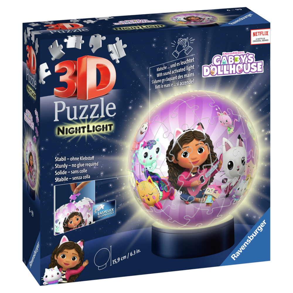 Ravensburger 3D Pussel - Gabby's Dollhouse med nattlampa 74 Bitar
