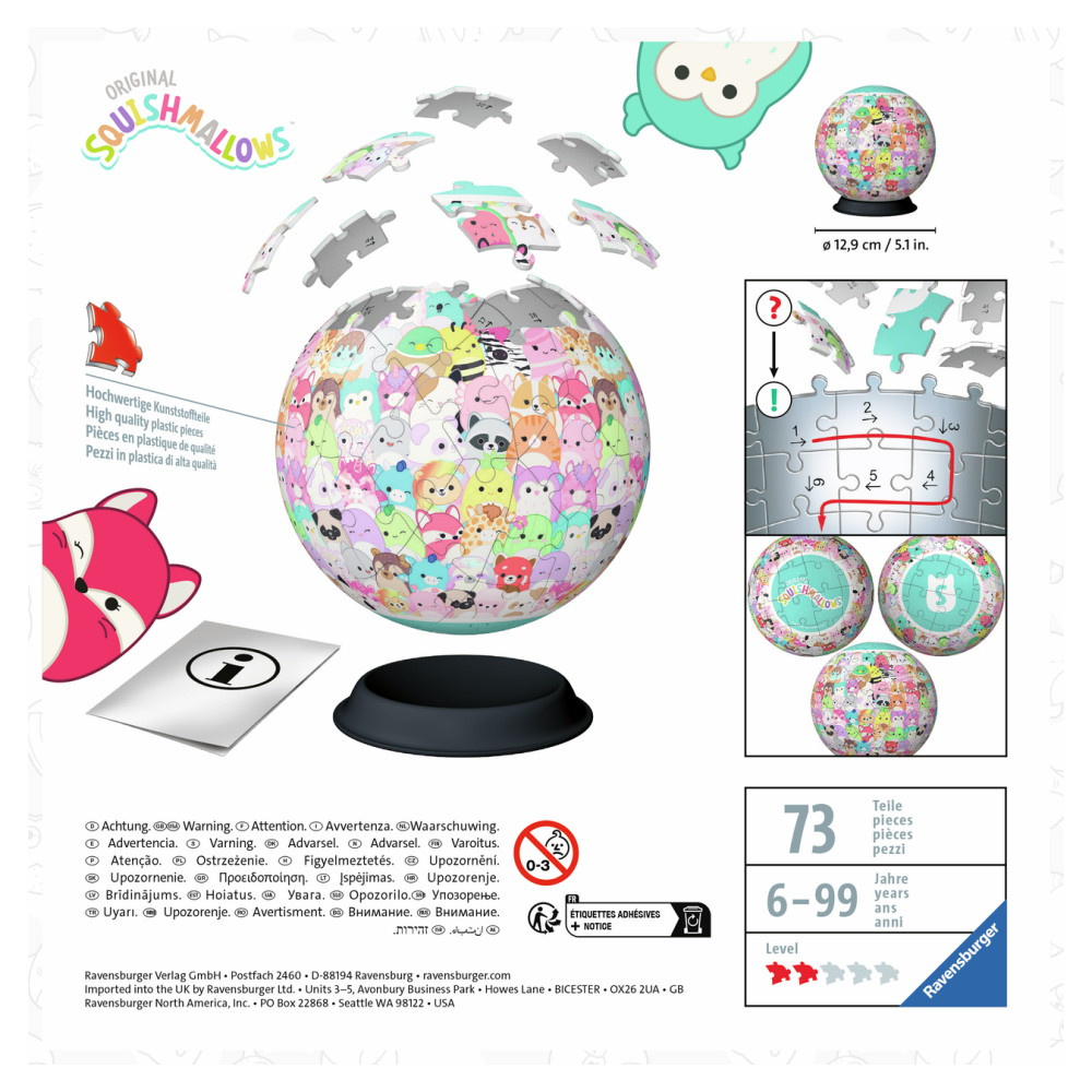 Ravensburger 3D Pussel: Squishmallows Ball 72 Bitar