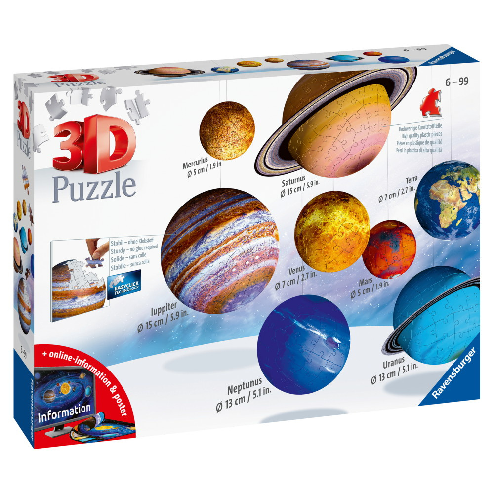 Ravensburger 3D Pussel: Solsystem 522 Bitar