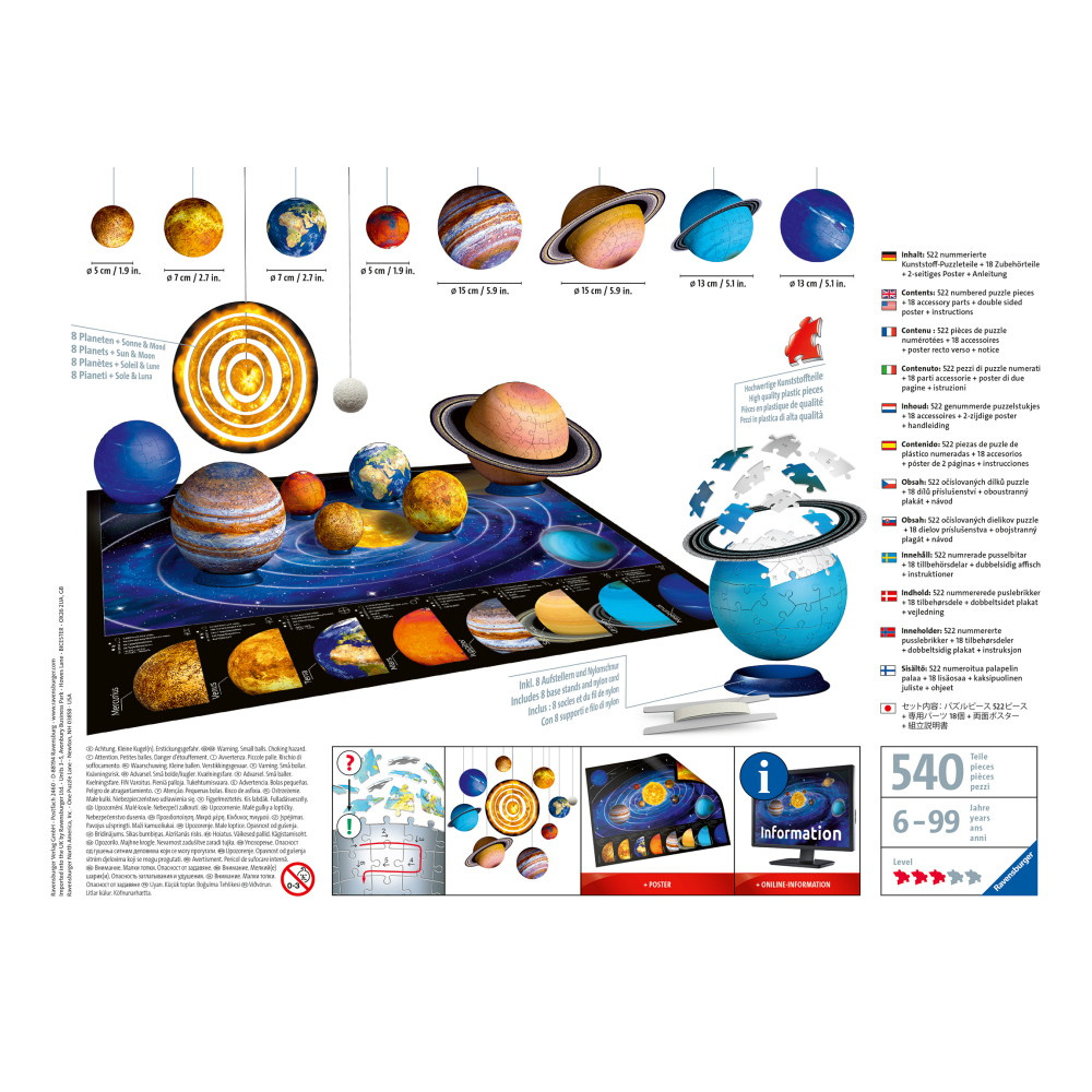 Ravensburger 3D Pussel: Solsystem 522 Bitar