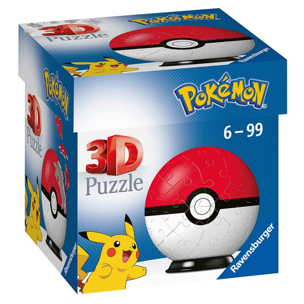 Ravensburger 3D Pussel: Pokémon Pokeball Röd 55 Bitar