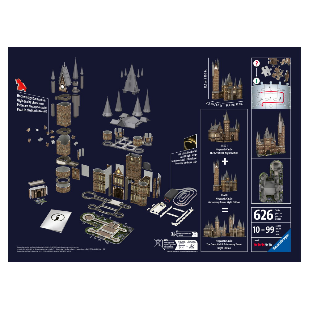 Ravensburger 3D Pussel: Hogwarts Castle Astronomy Tower 540 Bitar