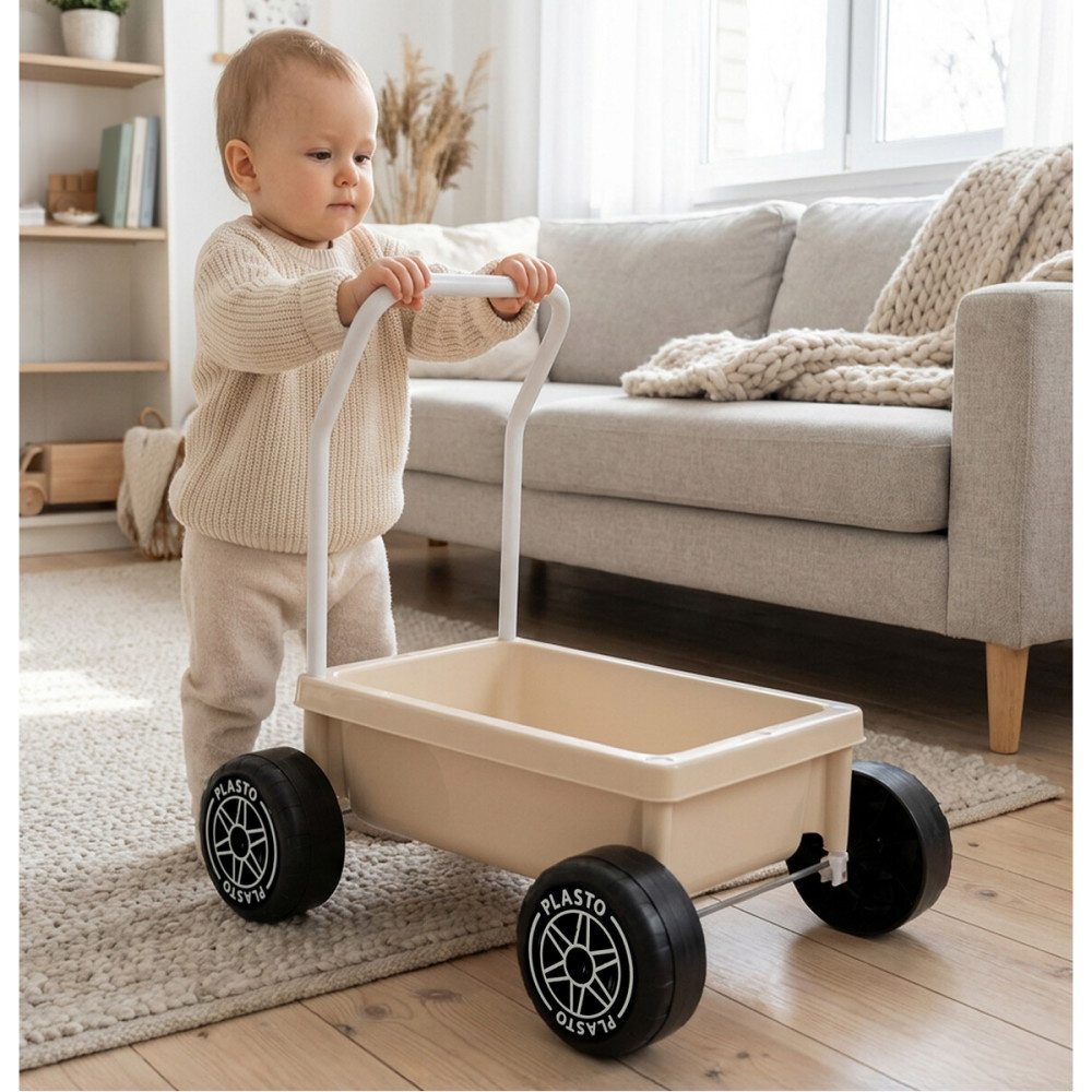 Plasto Lära Gå Vagn - Beige 