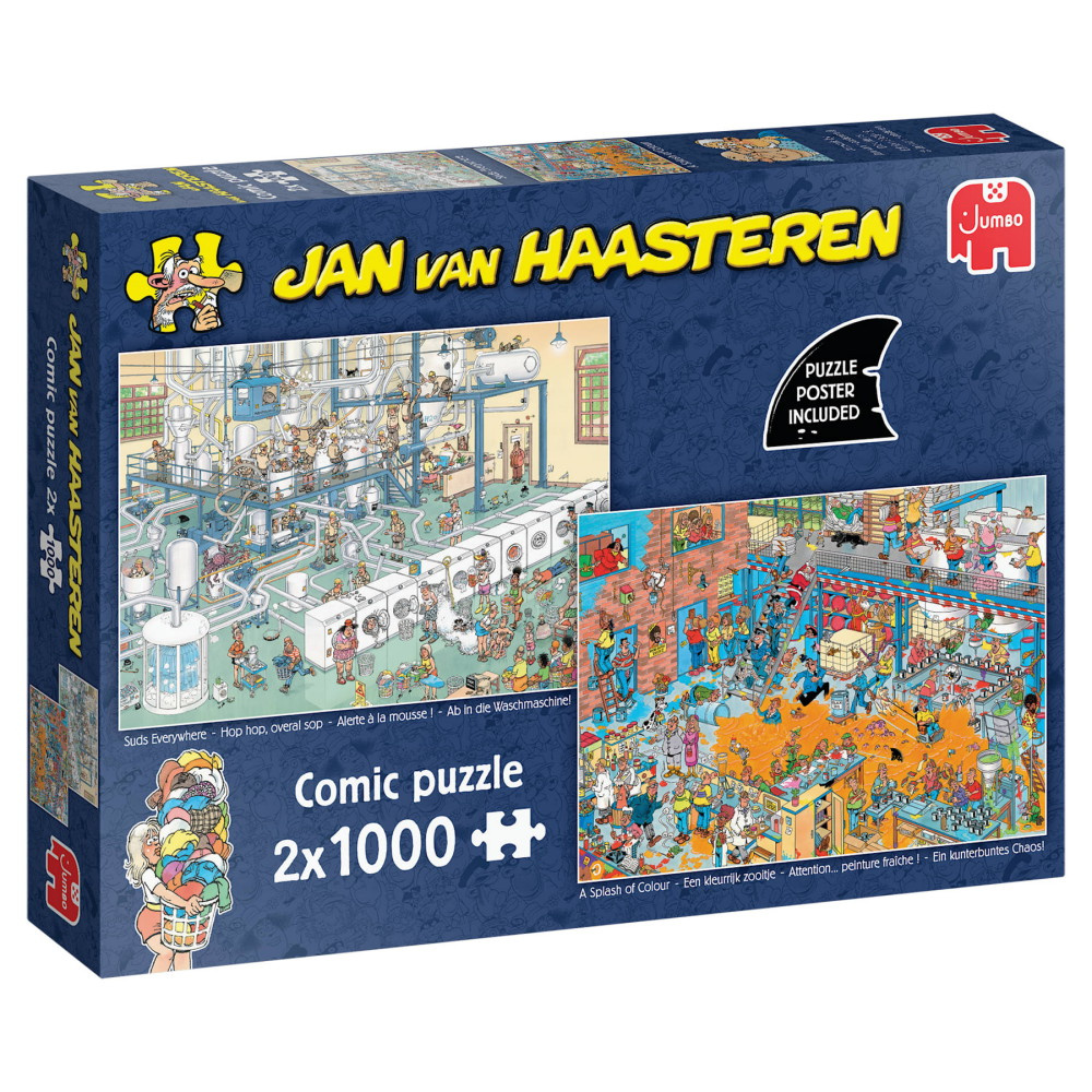 Jan Van Haasteren Pussel: Suds Everywhere, A Splash of Colour 2x1000 Bitar