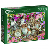 Jumbo Pussel - Floral cats 1000 Bitar