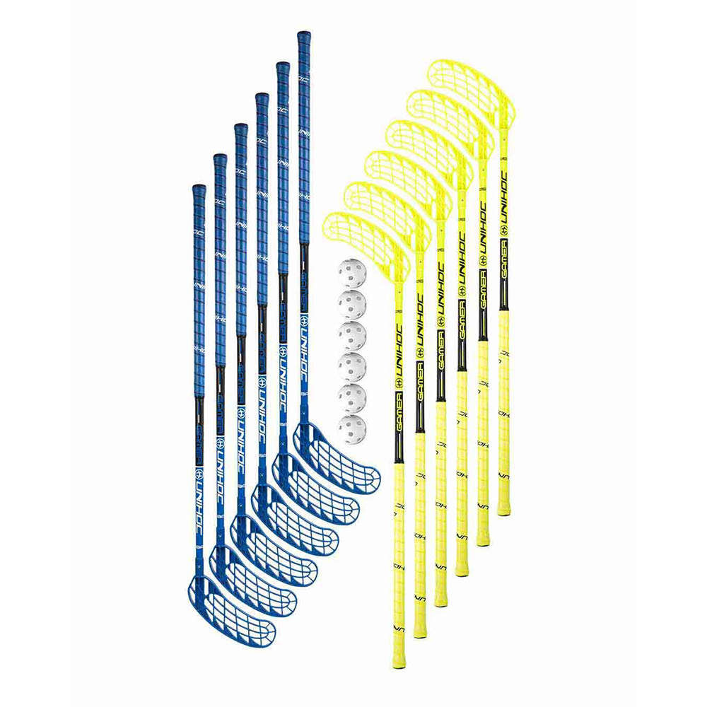 Unihoc Gamer Set - 12 klubbor + 6 bollar