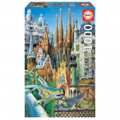 Educa pussel: Collage Gaudi 1000 bitar