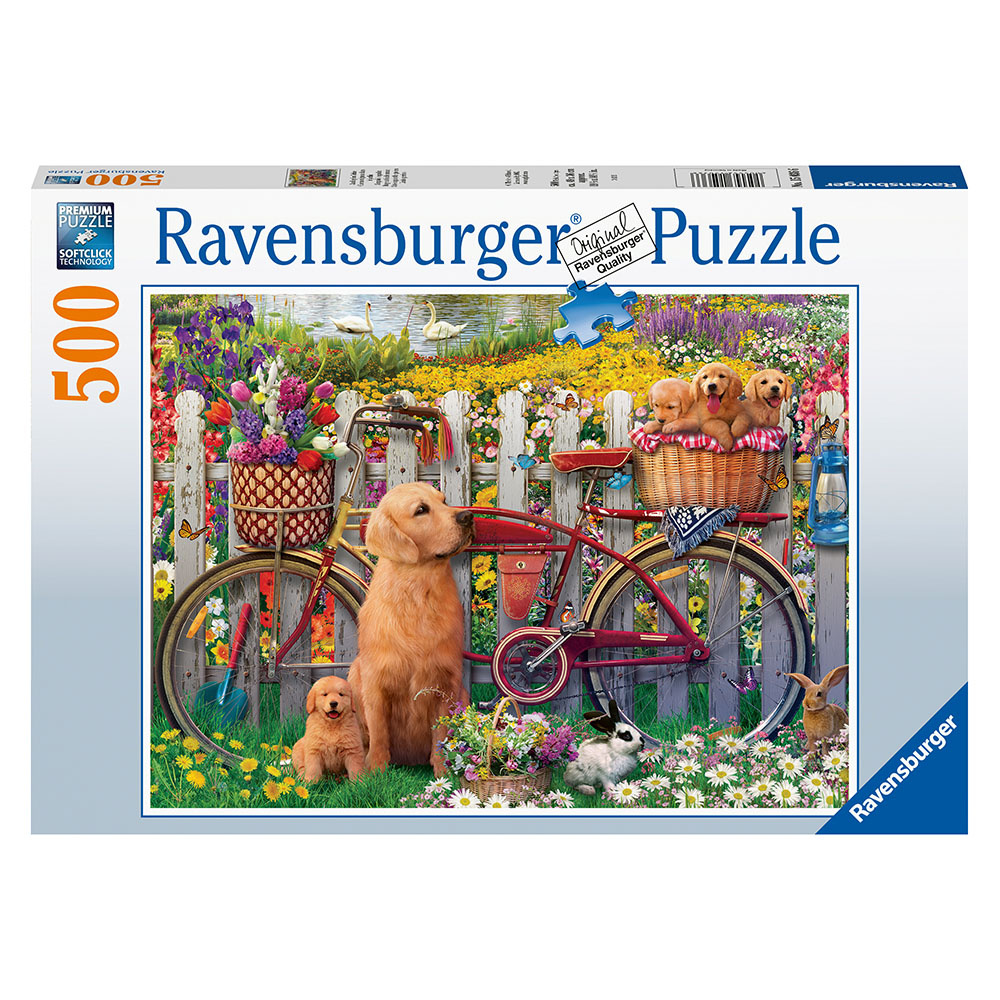 Ravensburger Pussel - Cute dogs in the garden 500 Bitar
